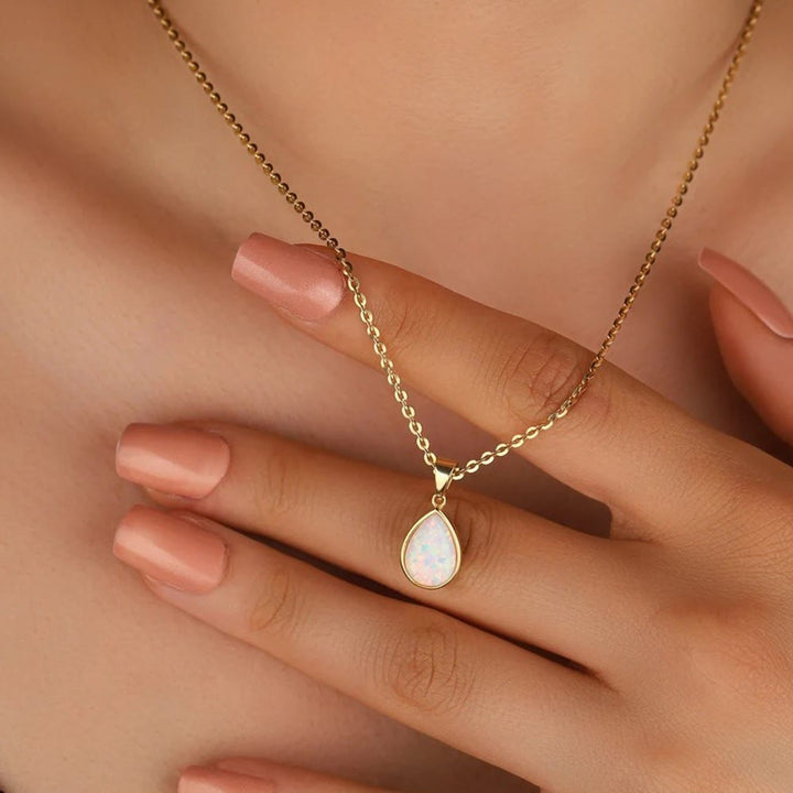 Olivenorma 18k Natural Opal Drop Shape Pendant Necklace - Opal - image 0