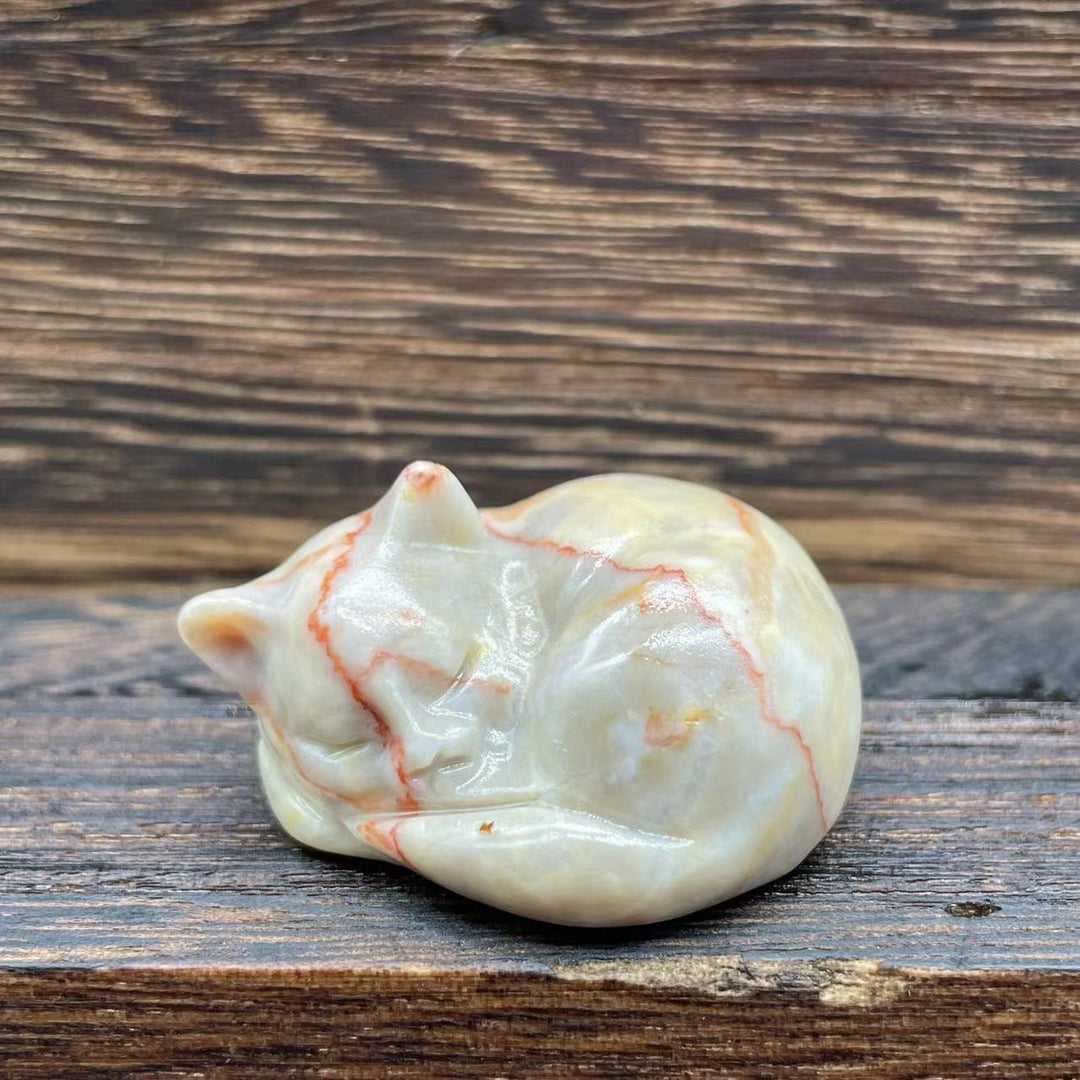 Olivenorma 4cm Natural Crystal Nap Cat Gemstone Decoration - Rhodochrosite - image 34