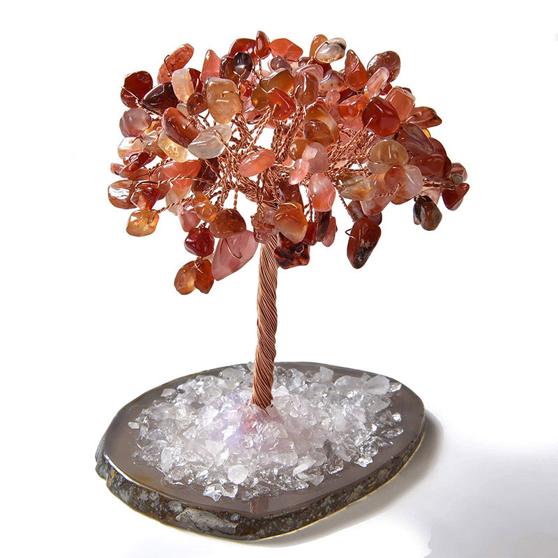 Olivenorma Carnelian Natural Gemstone Feng Shui Tree with Agate Base - image 1