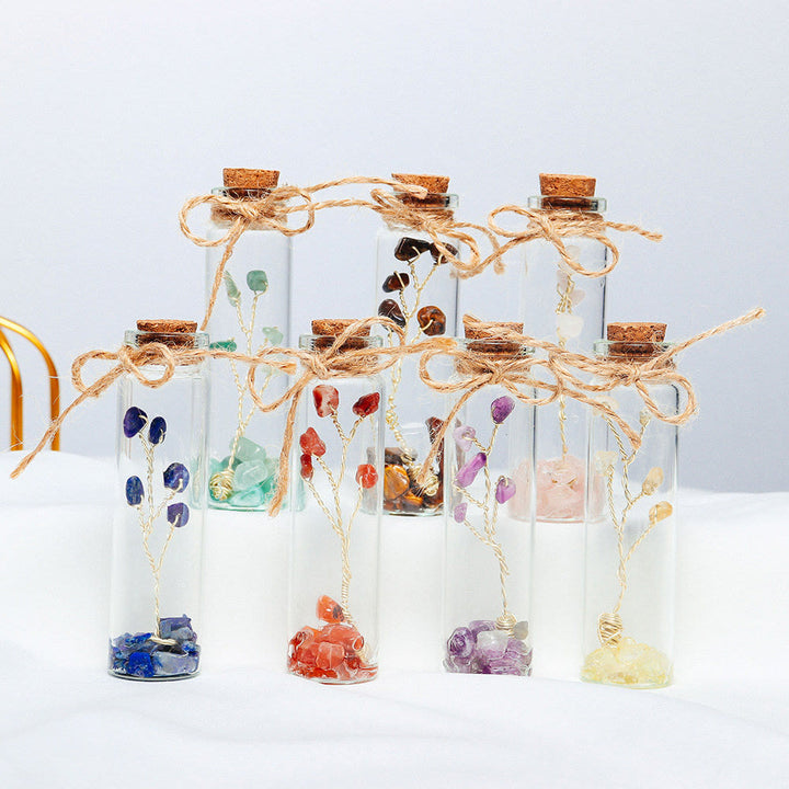 Olivenorma Chakra Crystal Crushed Stone Glass Bottle Decoration - Seven Piece Set - image 0