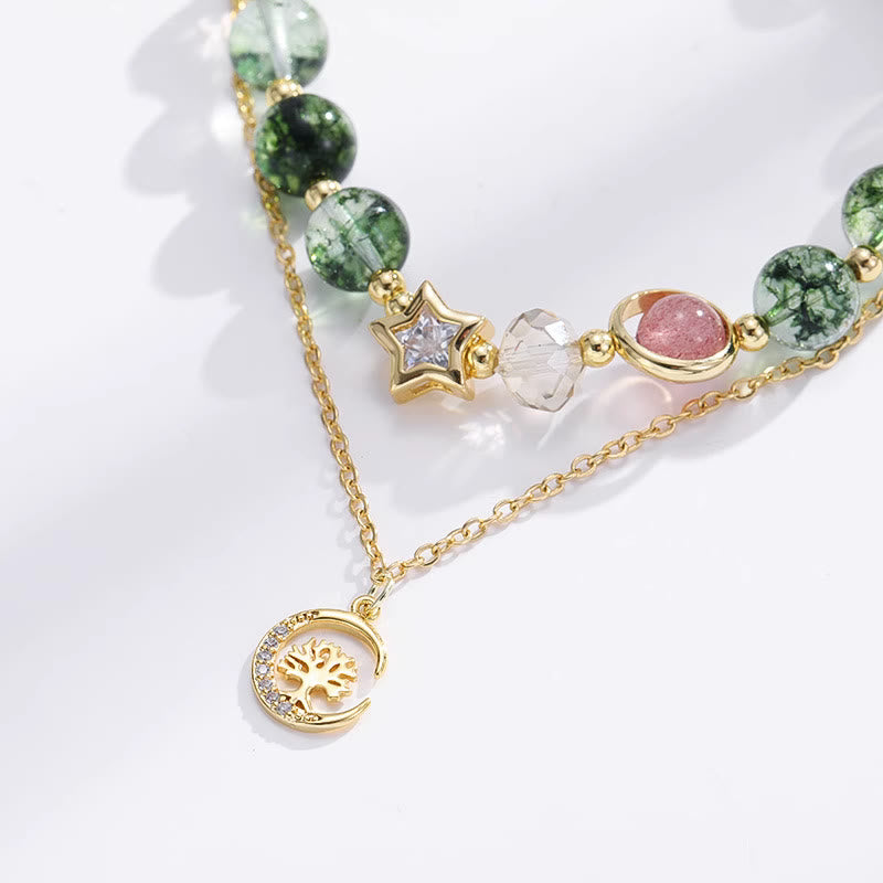 Olivenorma Moss Agate Star Beads Tree Of Life Pendant Bracelet - image 3