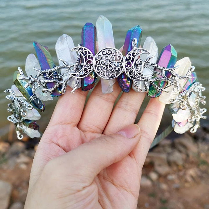 Olivenorma Natural Iridescent Two-Tone Crystal Stitching Crown Headband - image 2