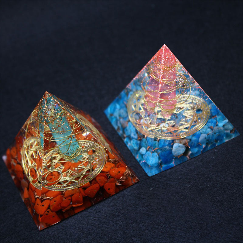Olivenorma Red Quartz with Lapis Lazuli Orgone Pyramid - image 7