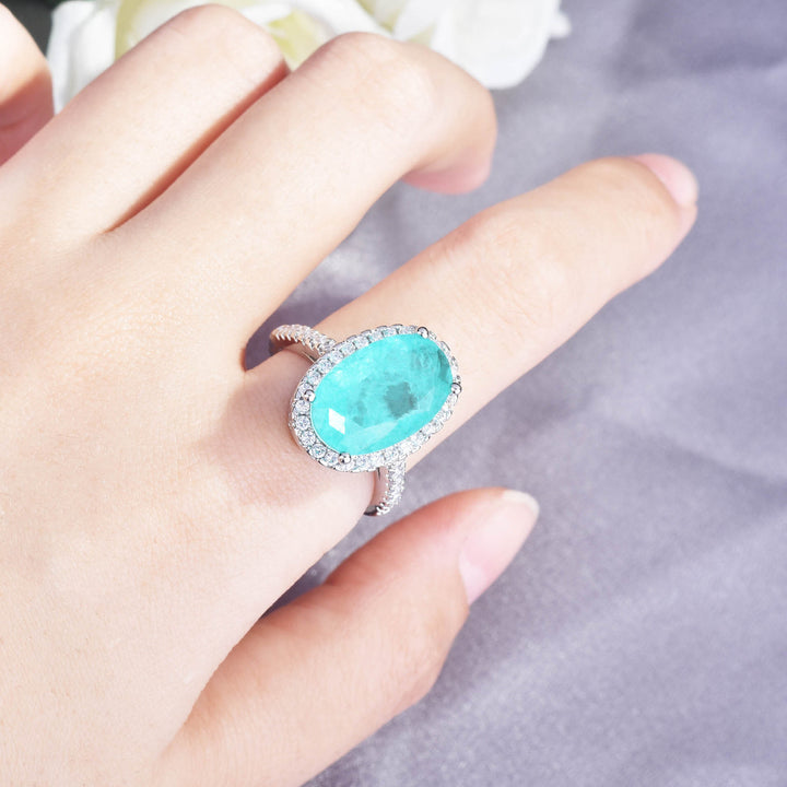 Olivenorma Large Oval Paraiba Tourmaline Adjustable Engagement Ring - image 1