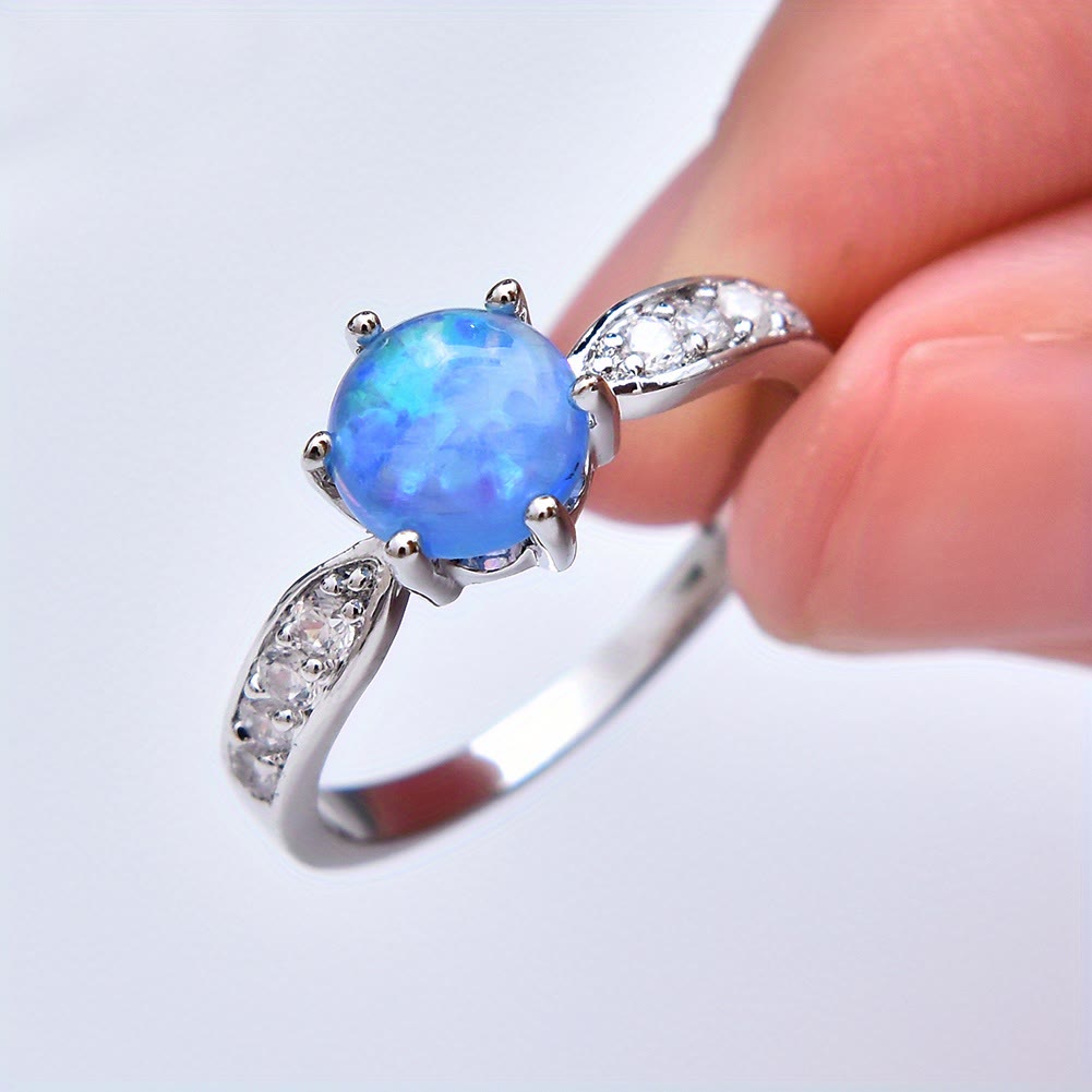 Olivenorma Six Claws Round Opal Edge Band Ring - image 6
