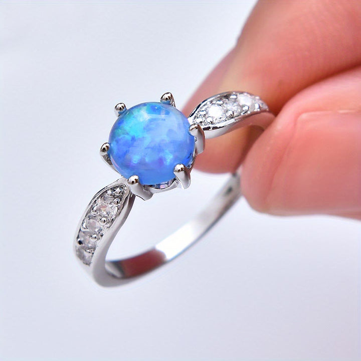 Olivenorma Six Claws Round Opal Edge Band Ring - image 6