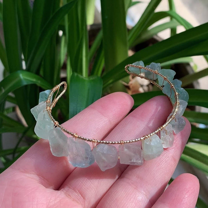 Olivenorma Natural Crystal Gravel Beads Wire Wound Bracelet - Fluorite - image 4