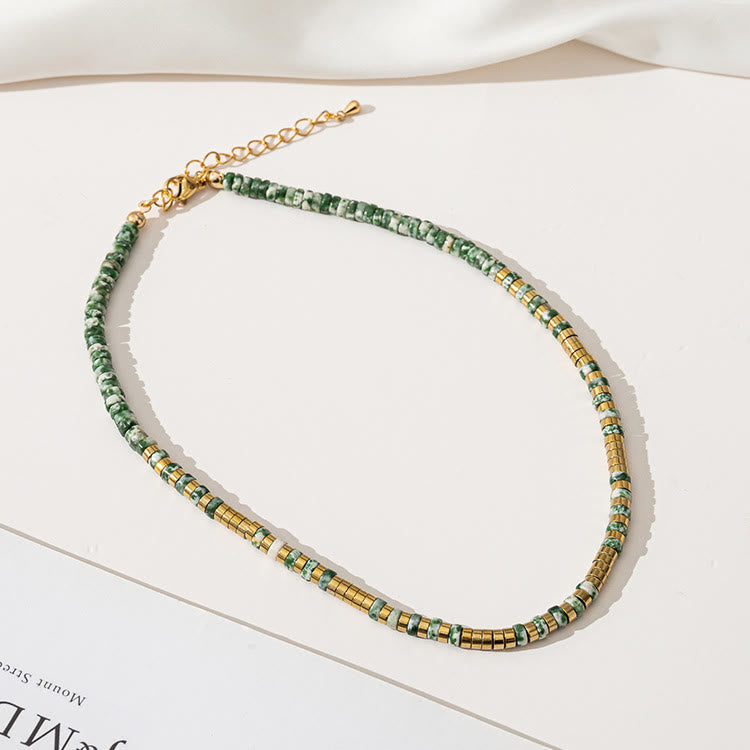 Olivenorma Emerald Moss Agate Stacking Beaded Necklace - image 2