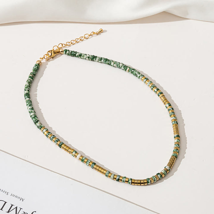 Olivenorma Emerald Moss Agate Stacking Beaded Necklace - image 2