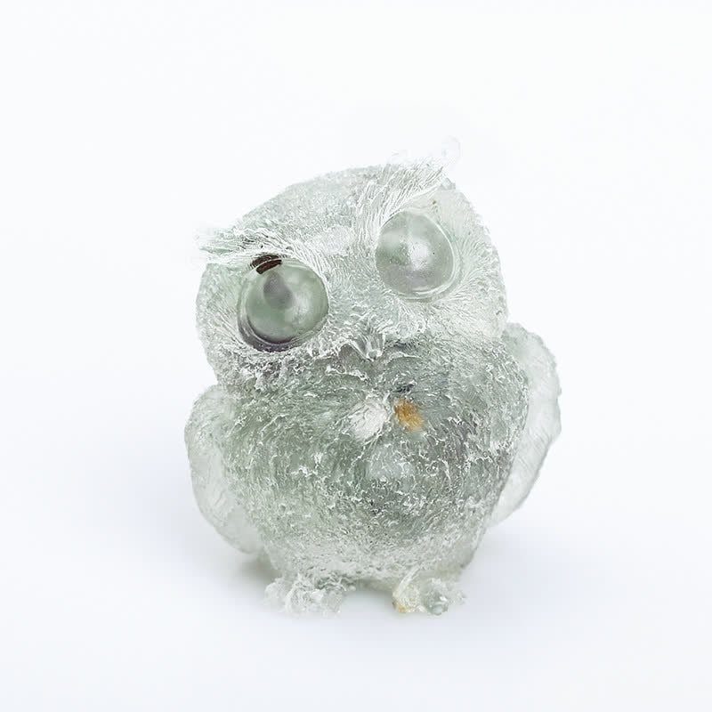 Olivenorma Natural Crystal Resin Owl Gemstone Decoration - Fluorite - image 10