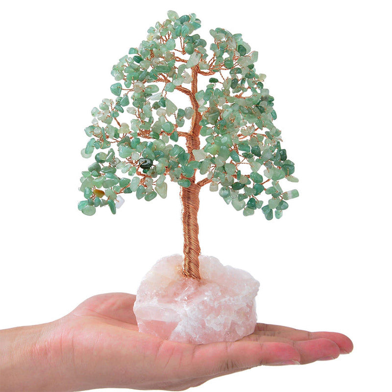 Olivenorma Aventurine Bonsai  Feng Shui Tree with Rose Quartz Base - image 1