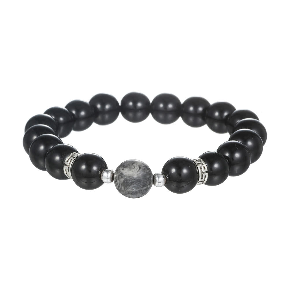 Olivenorma Blue Sandstone Obsidian 6mm Beaded Star and Moon Bracelet - Obsidian - image 8