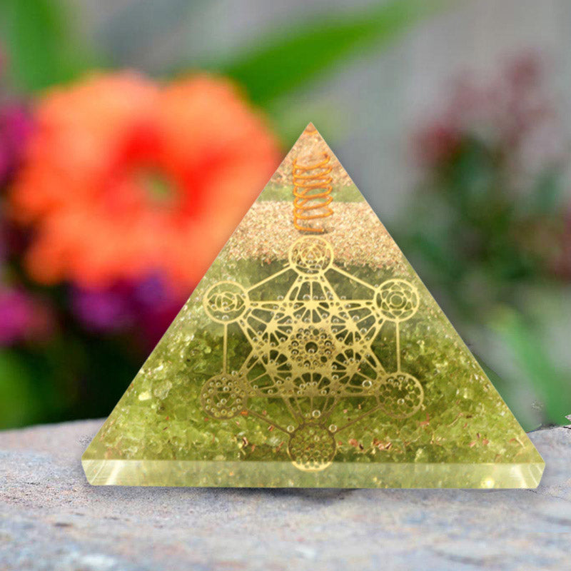 Olivenorma Peridot Metatron's Cube Orgone Pyramid - image 2