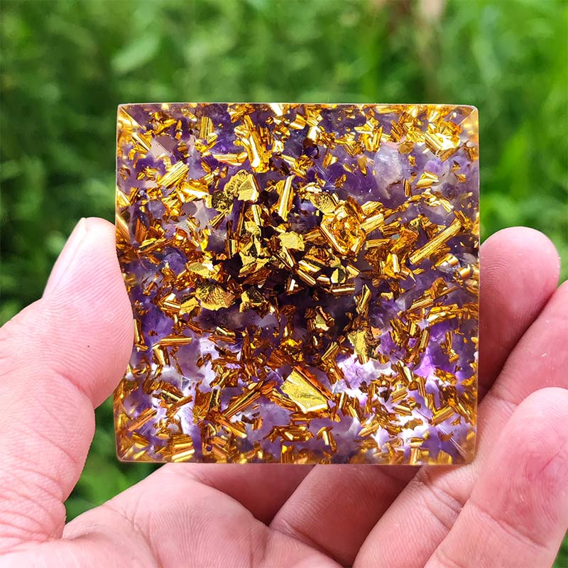 Olivenorma Amethyst Aquarius Zodiac Orgone Pyramid - image 4