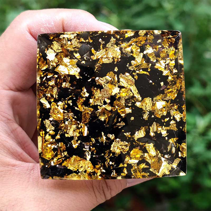 Olivenorma White Agate Sphere with Obsidian Orgone Pyramid - image 4