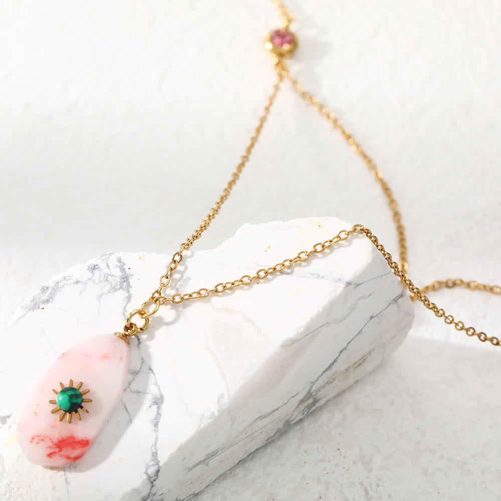 Olivenorma Rhodochrosite Zirconia Double Panel Necklace - image 1