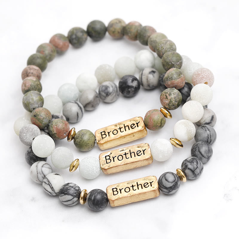 Olivenorma Natural Gemstone Brother Engraving Bracelet - image 0
