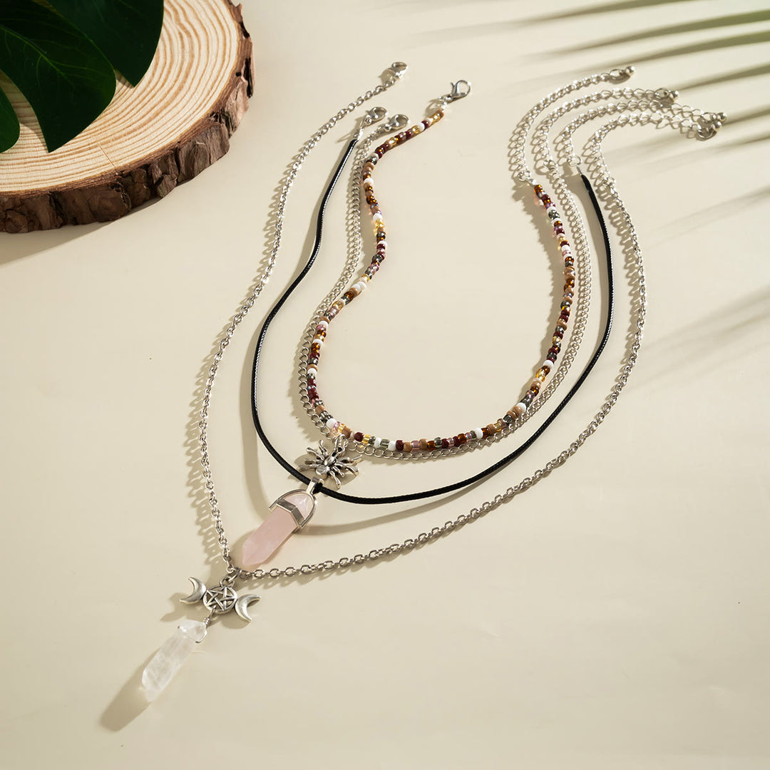 Olivenorma Natural Quartz Tree Of Life Hamsa Pendant Necklace Set - image 5