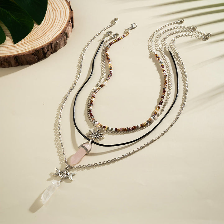 Olivenorma Natural Quartz Tree Of Life Hamsa Pendant Necklace Set - image 5