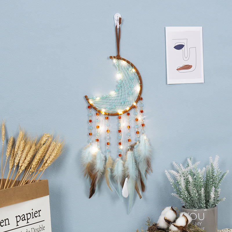 Olivenorma Blue Red Acrylic Beads Half Moon Shape Dream Catcher - image 5