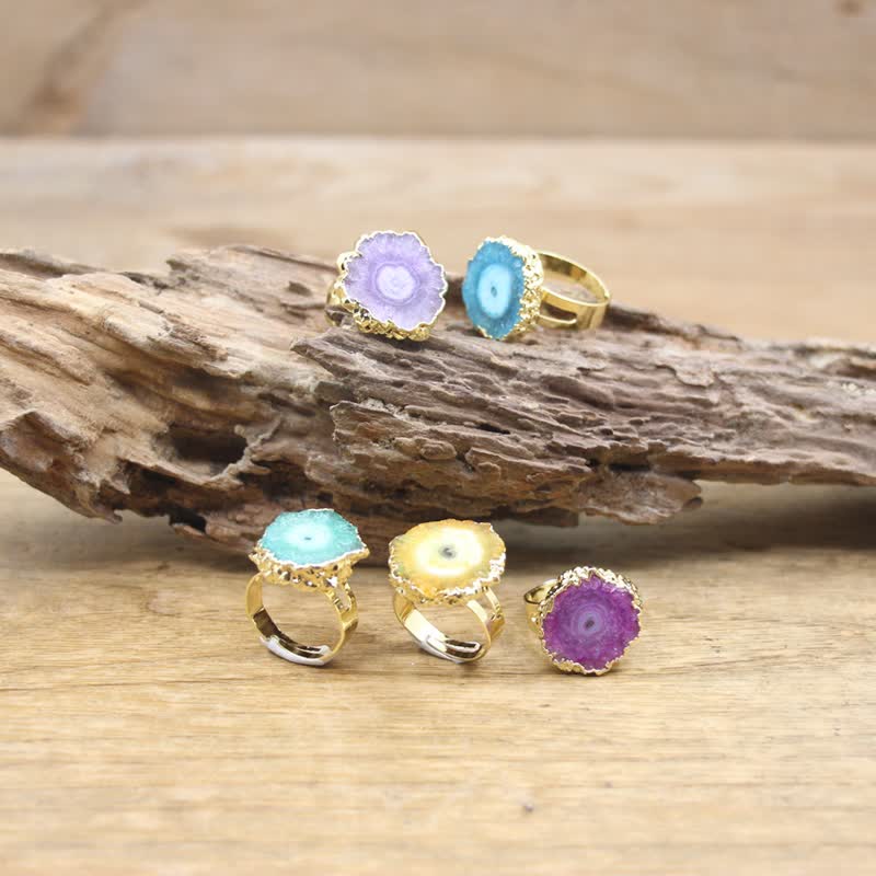 Olivenorma Natural Crystal Sunflower Adjustable Gemstone Ring - image 0