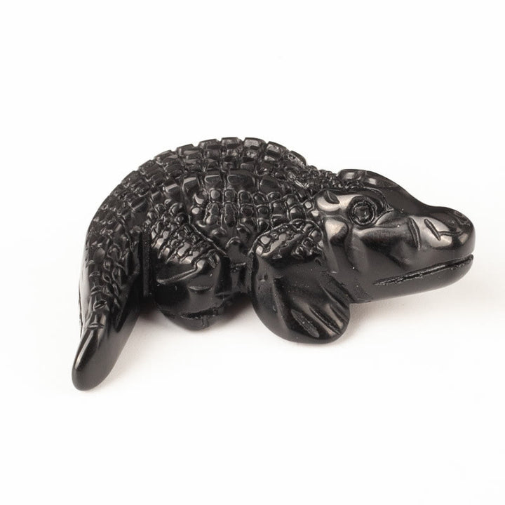Olivenorma 2'' Crystal Carved Crocodile Figurine Gemstone Decoration - Obsidian - image 9