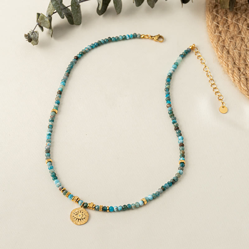 Olivenorma Natural Blue Turquoise Beaded Evil Eye Necklace - image 1