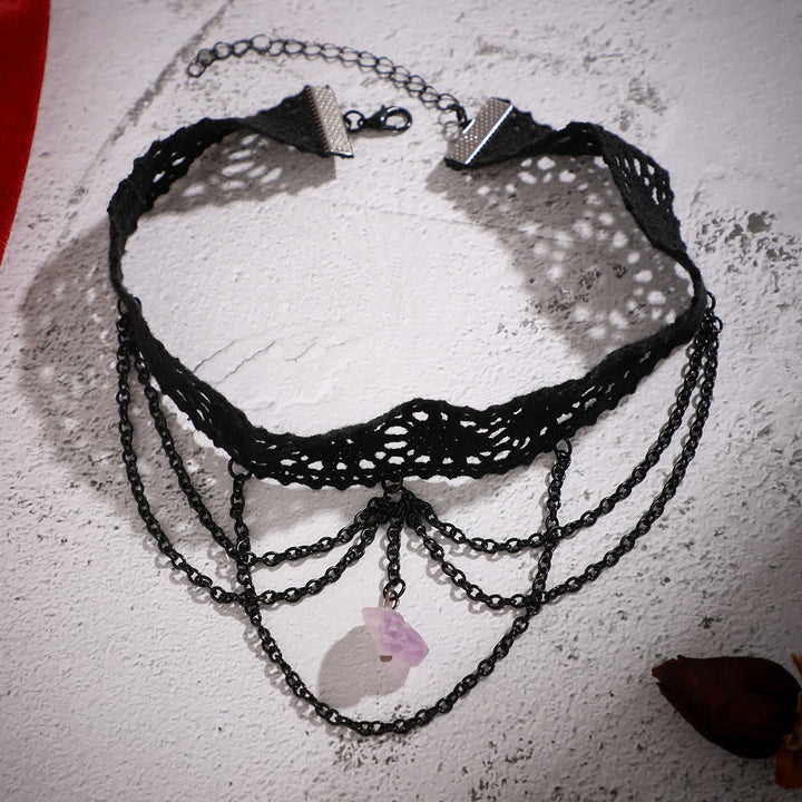 Olivenorma Amethyst Halloween Gothic Lace Choker Necklace - image 6