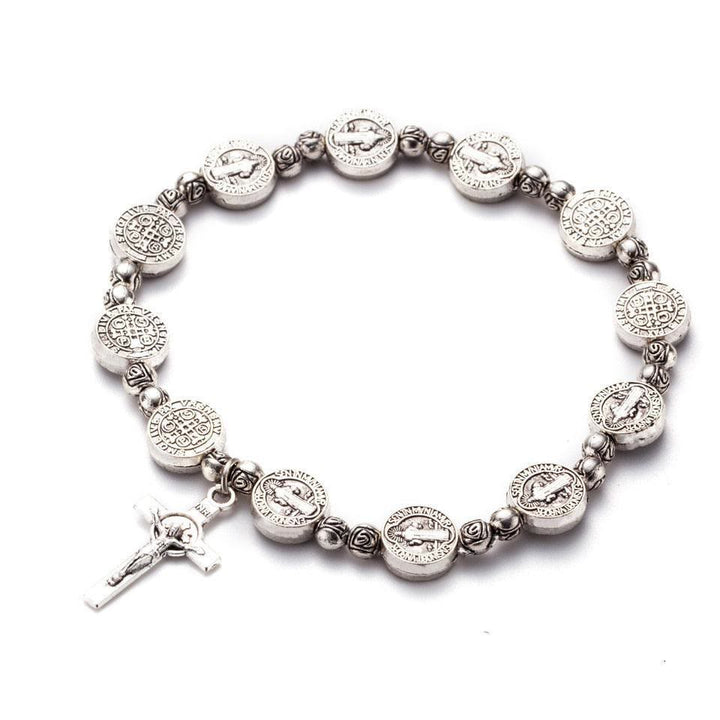 Olivenorma Golden Silver Color Jesus Christianity Cross Bracelet - Silver - image 4