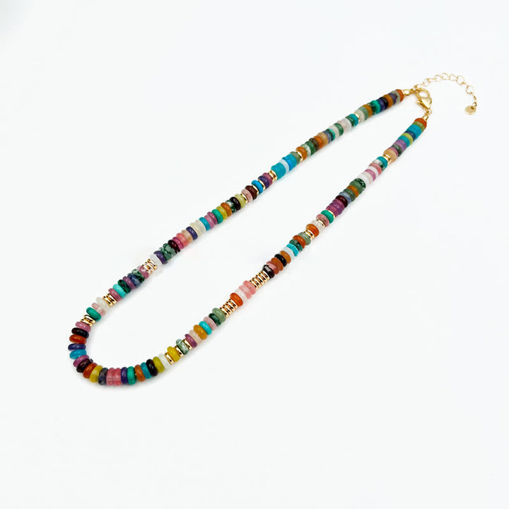 Olivenorma Boho Style Mixed Crystal Round Beads Gemstone Bracelet Necklace - image 15