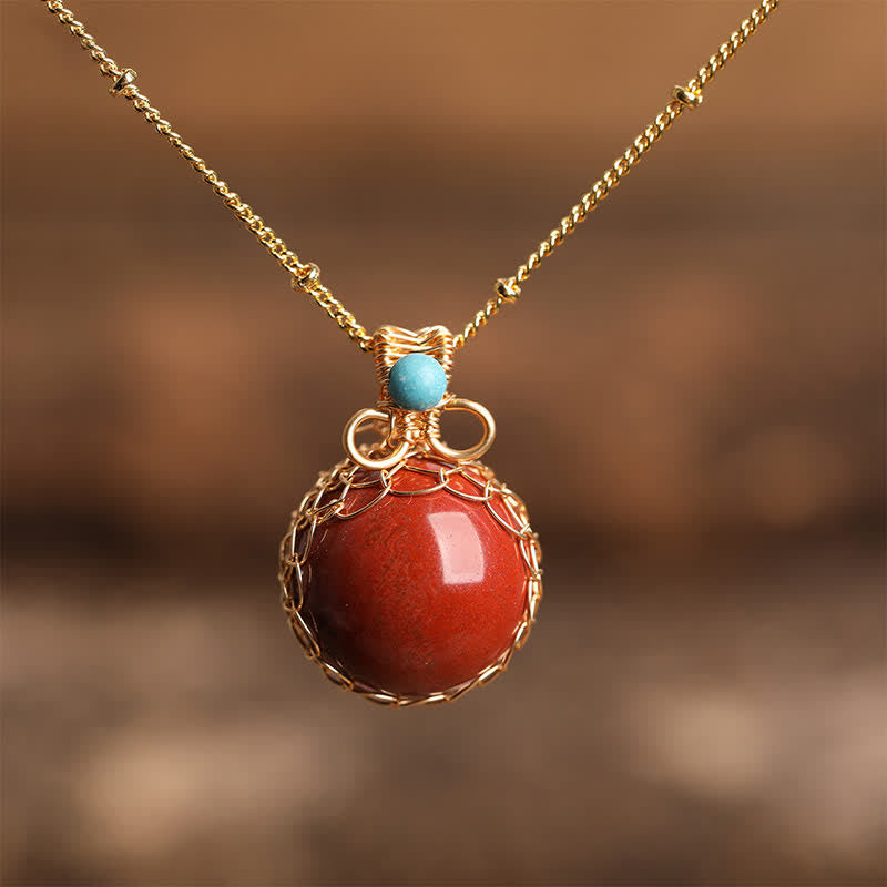 Olivenorma Delicate Natural Crystal Sphere Necklace - Red Jasper - image 8