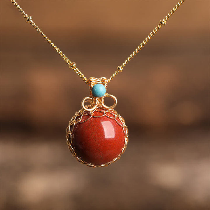 Olivenorma Delicate Natural Crystal Sphere Necklace - Red Jasper - image 8