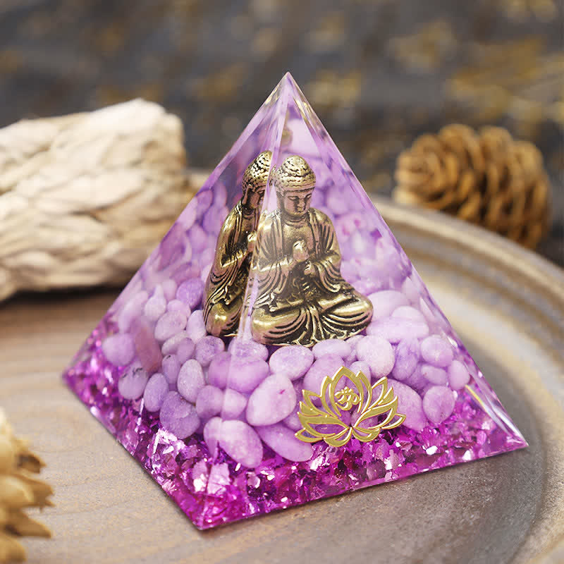 Olivenorma Buddha Lotus With Purple Jade Orgone Pyramid - image 2