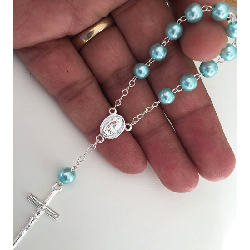 Olivenorma Pearl Cross Virgin Mary Rosary Bracelet - image 9