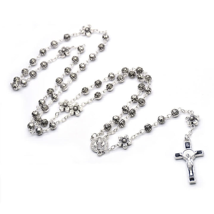 Olivenorma Rose Cross Prayer Rosary Necklace - Metal - image 0