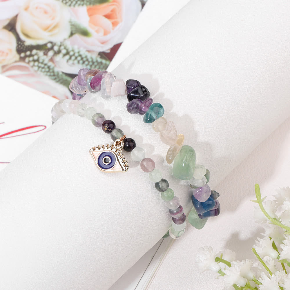 Olivenorma Evil Eye Pendant Double Layer Crystal Bracelet Set - image 6