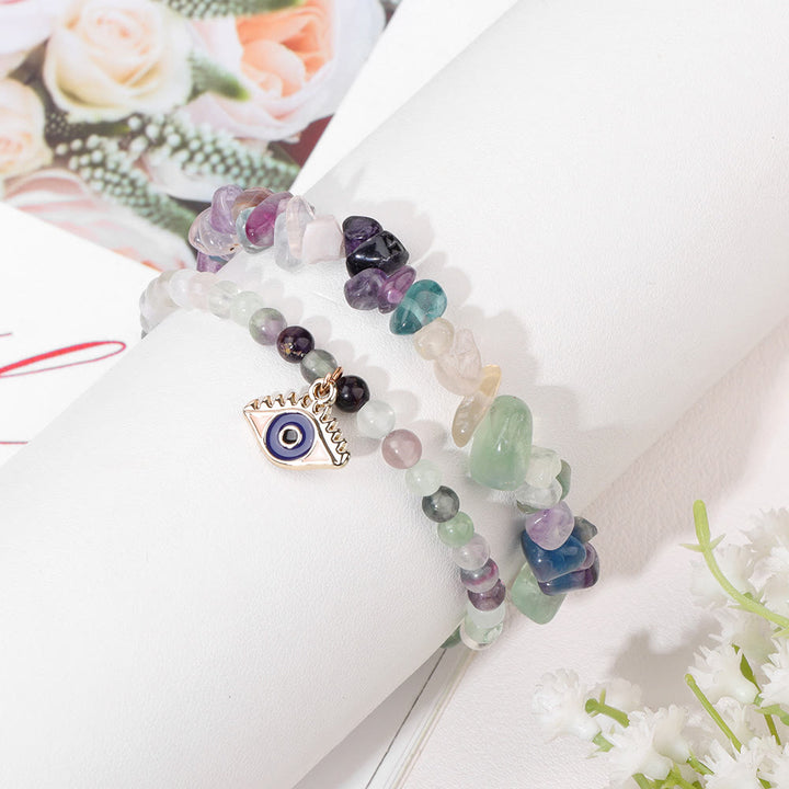 Olivenorma Evil Eye Pendant Double Layer Crystal Bracelet Set - image 6