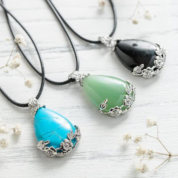 Natural Stone Water Drop Plum Necklace - image 1