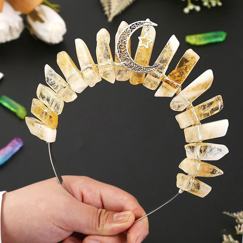 Olivenorma Three Dimensional Moon Star Flat Tube Crystal Crown - Citrine&Moon Star - image 14