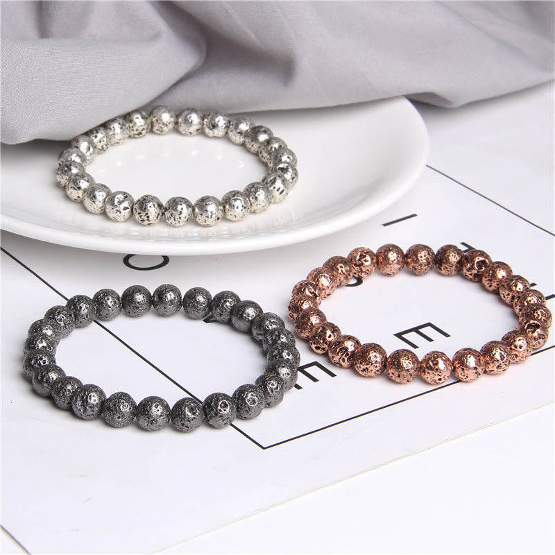 Olivenorma Plated Lava Stone 8mm Beaded Men Bracelet - image 8