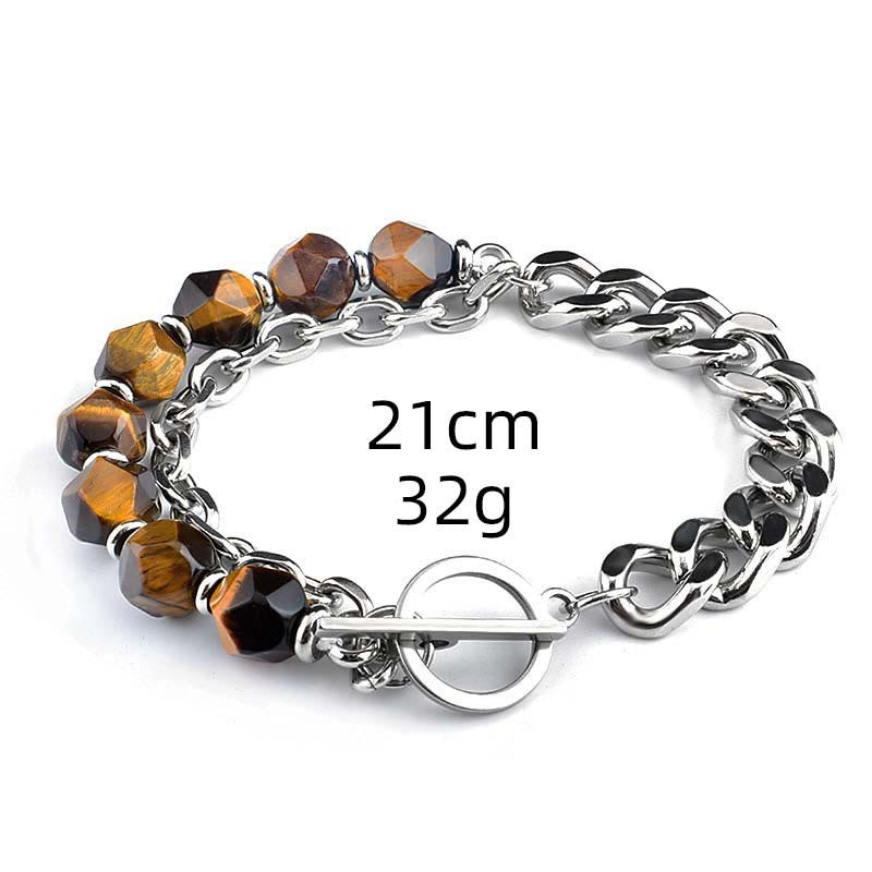 Olivenorma Faceted Black Onyx Tiger Eye Stainless Steel Bracelet - Tiger Eye#2 - image 11
