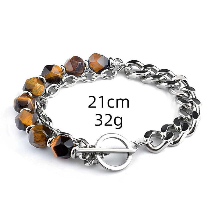 Olivenorma Faceted Black Onyx Tiger Eye Stainless Steel Bracelet - Tiger Eye#2 - image 11