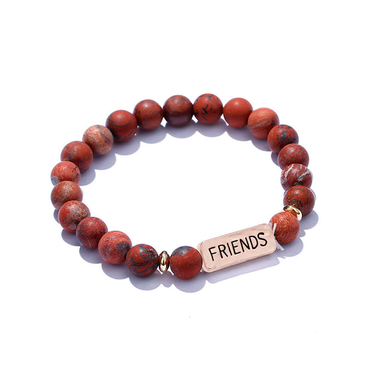 Olivenorma Natural Gemstone Best Friend Engraving Bracelet - Mahogany Obsidian - image 4