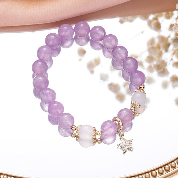 Olivenorma Amethyst White Agate Beaded Star Moon Bracelet - Amethyst & White Agate - image 2