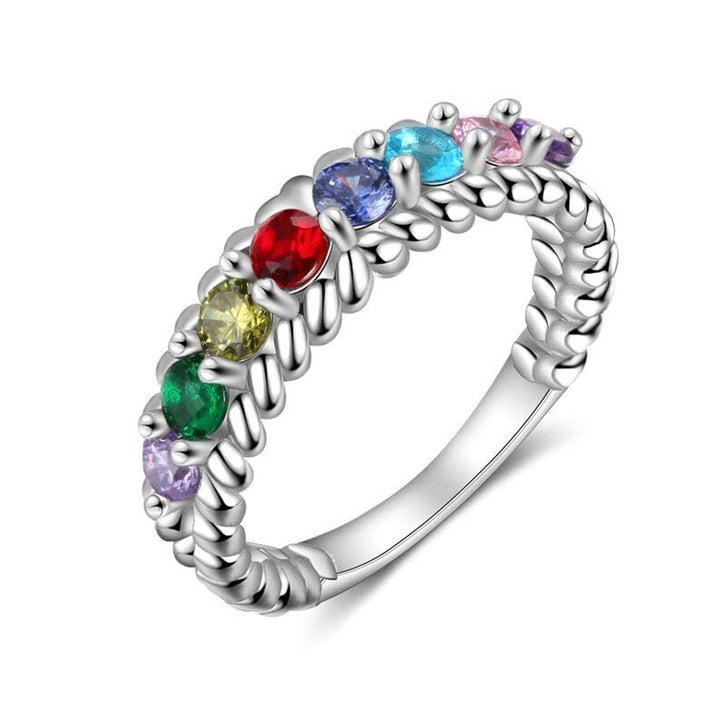 Olivenorma Birthstone Trendy Braided Shape Ring - Silver - 11 - 8 Birthstone - image 0