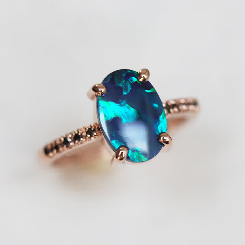 Olivenorma Sapphire With Opal 3 - Piece Ring Set - image 8