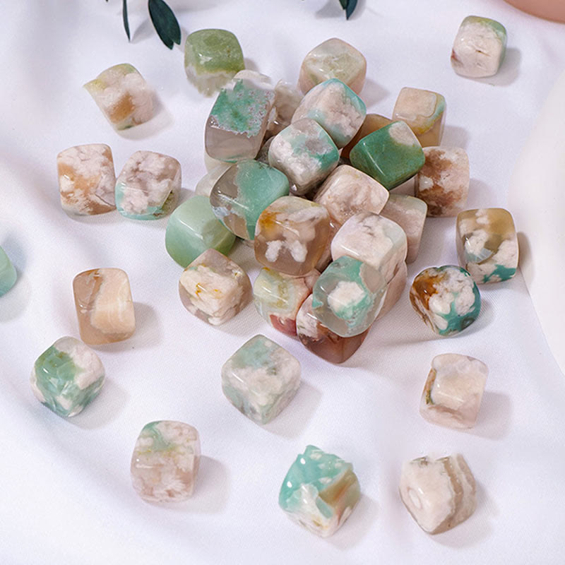 Olivenorma Cherry Blossom Agate Crystal Cube Natural Stone - image 1