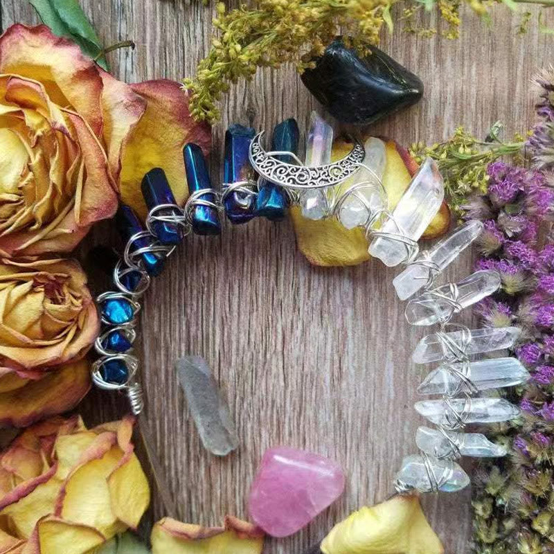 Olivenorma Two Tone Crystal Embellished Crown Headband - Clear Quartz&Labradorite - image 0