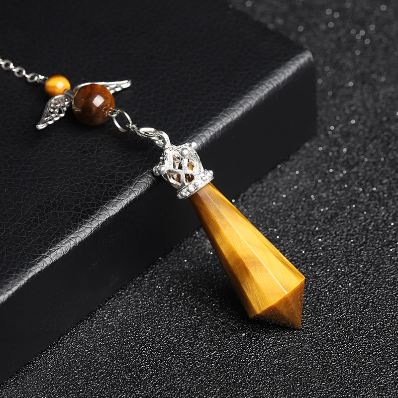 Olivenorma Labradorite Crystal Angel Wings Pendulum - Tiger Eye - image 19