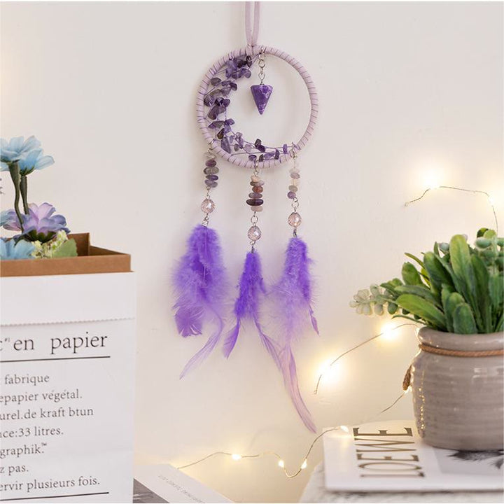 Olivenorma Amethyst Pendant Small Crescent Feather Dream Catcher - image 3